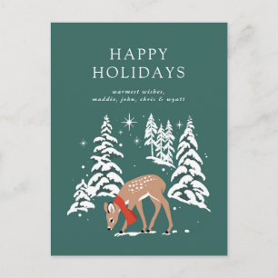 Cartes Pour Fêtes Annuelles Rennes de bois en hiver