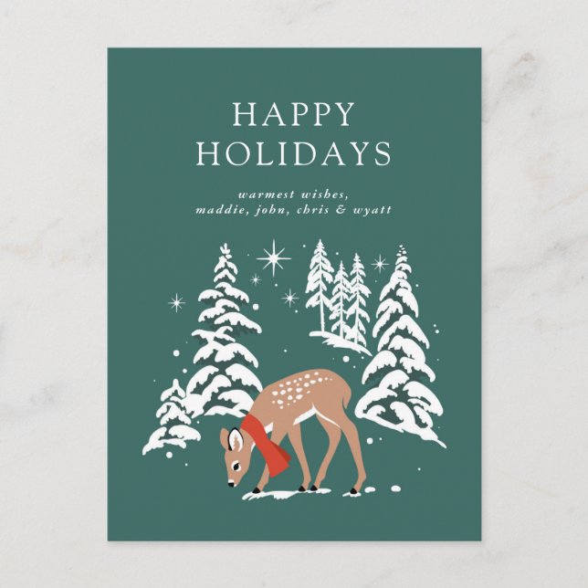 Cartes Pour Fêtes Annuelles Rennes de bois en hiver (Devant)
