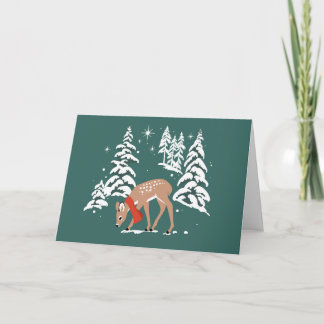 Cartes Pour Fêtes Annuelles Rennes de bois en hiver