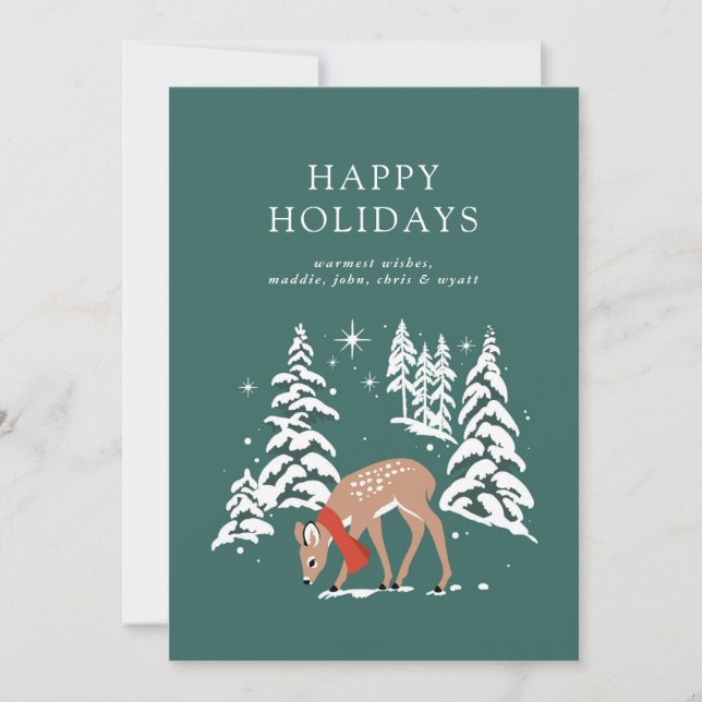 Cartes Pour Fêtes Annuelles Rennes de bois en hiver (Devant)