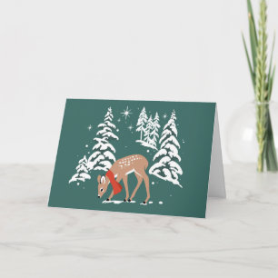 Cartes Pour Fêtes Annuelles Rennes de bois en hiver