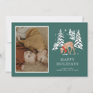 Cartes Pour Fêtes Annuelles Rennes de bois en hiver