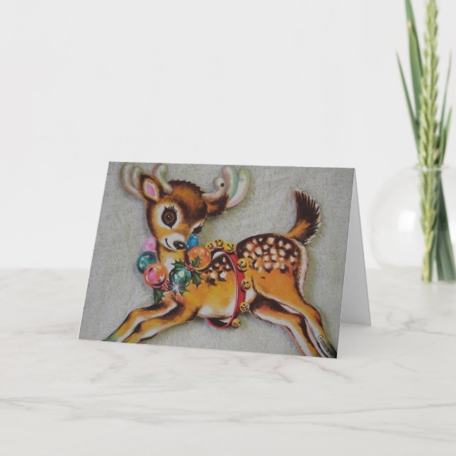 Cartes Pour Fêtes Annuelles Rennes de Noël 1950 (Devant)