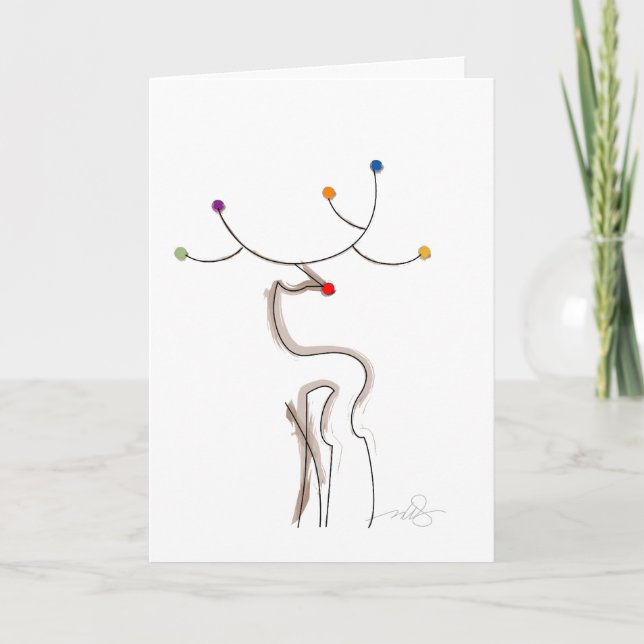 Cartes Pour Fêtes Annuelles Rennes de Noël à nez rouge (Devant)