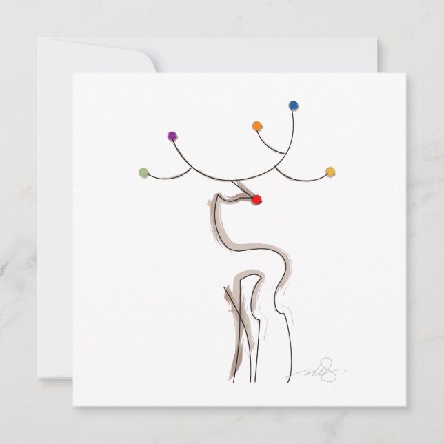 Cartes Pour Fêtes Annuelles Rennes de Noël à nez rouge (Devant)