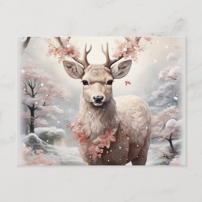 Cartes Pour Fêtes Annuelles Rennes De Noël Dans La Forêt (Devant)