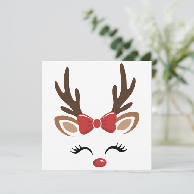 Cartes Pour Fêtes Annuelles Rennes de Noël Vacances d'hiver mignons (Debout devant)