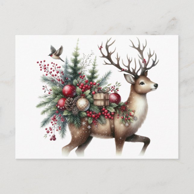 Cartes Pour Fêtes Annuelles Rennes et Noël (Devant)