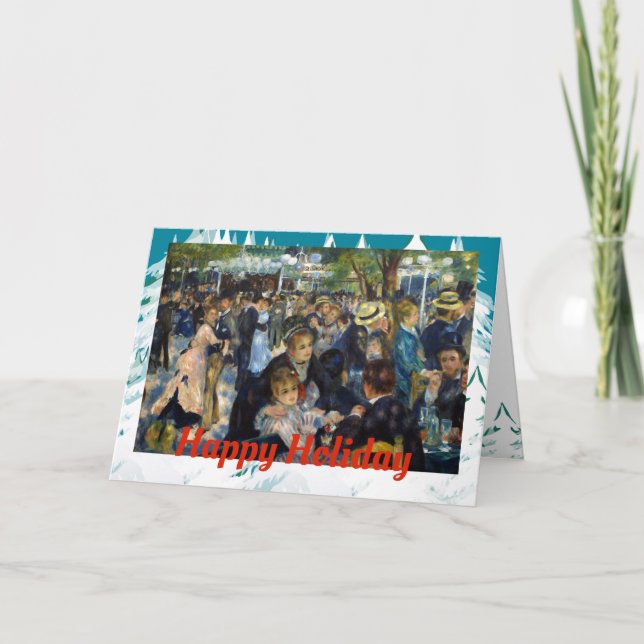Cartes Pour Fêtes Annuelles Renoir Moulin de la Galette Arbres Cadre Noël (Devant)