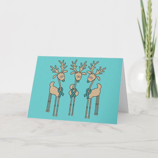 Cartes Pour Fêtes Annuelles Renouveau en ruban turquoise (Devant)