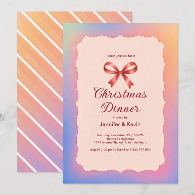 Cartes Pour Fêtes Annuelles Repas de Noël Arc-en-ciel (Devant / Derrière)
