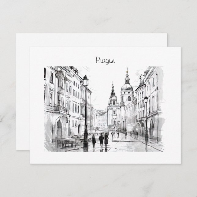 Cartes Pour Fêtes Annuelles République tchèque de Prague (Devant / Derrière)
