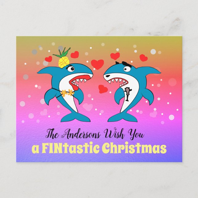 Cartes Pour Fêtes Annuelles Requins Noël unique Personnalisé (Devant)