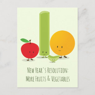 Cartes Pour Fêtes Annuelles Résolution de Nouvel An Alimentation Saine Fruits 