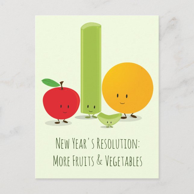 Cartes Pour Fêtes Annuelles Résolution de Nouvel An Alimentation Saine Fruits  (Devant)