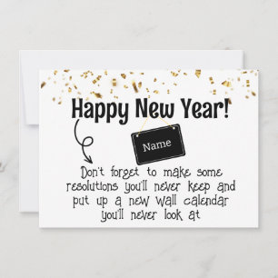 Cartes Pour Fêtes Annuelles Résolution Sarcastique drôle Happy Nouvel An Confe