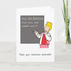 Cartes Pour Fêtes Annuelles Résolutions du Nouvel An Humour Cake et TV