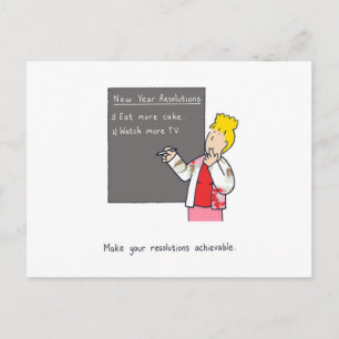 Cartes Pour Fêtes Annuelles Résolutions du Nouvel An Humour Cake et TV