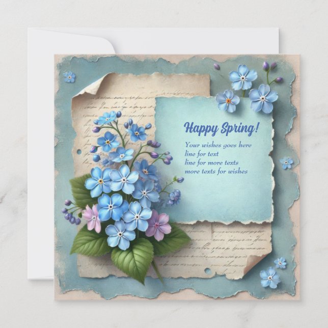 Cartes Pour Fêtes Annuelles Respirer en prenant un printemps heureux ne m'oubl (Devant)