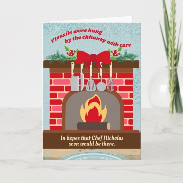 Cartes Pour Fêtes Annuelles Restaurant chef restaurant gastronomique Noël (Devant)