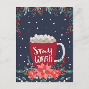 Cartes Pour Fêtes Annuelles Restez au chaud Poinsettia Floral Gui