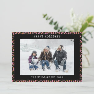 Cartes Pour Fêtes Annuelles Résumé Fête Photo Personnalisée Points Rose Noir