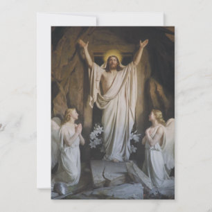 Cartes Pour Fêtes Annuelles Résurrection du Christ Anges en adoration Pâques