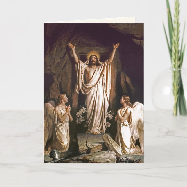 Cartes Pour Fêtes Annuelles Résurrection du Christ Art de Pâques Religieux (Devant)