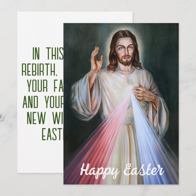 Cartes Pour Fêtes Annuelles Résurrection religieuse de Pâques Jésus (Devant / Derrière)