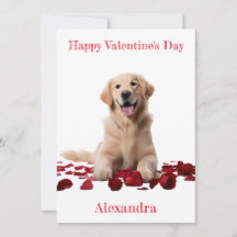 Retriever d'or personnalisé avec Valentine Rose