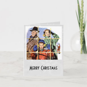 Cartes Pour Fêtes Annuelles Retro 1950s fenêtre de Noël
