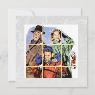 Cartes Pour Fêtes Annuelles Retro 1950s fenêtre de Noël