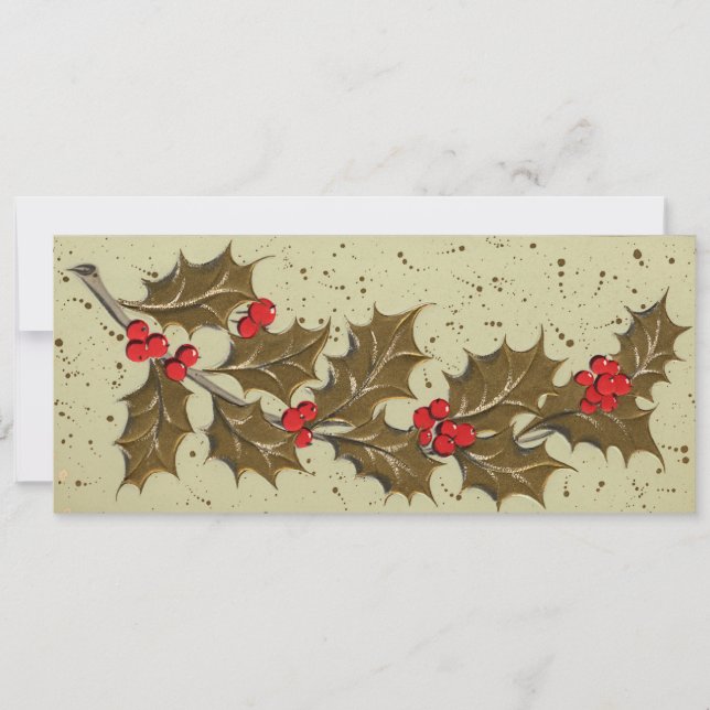Cartes Pour Fêtes Annuelles Retro 1950's Holly Christmas Card (Devant)