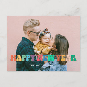 Cartes Pour Fêtes Annuelles Retro 60s Hippie Fun Bonne Année photo