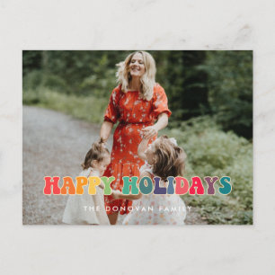 Cartes Pour Fêtes Annuelles Retro 60s Hippie Fun Happy Holidays photo