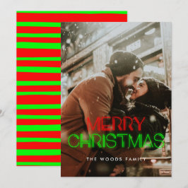 Cartes Pour Fêtes Annuelles Retro 80s Neon Lights Joyeux Noël Photo
