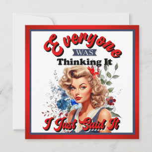 Cartes Pour Fêtes Annuelles Retro American Pinup_ Je Viens De Le Dire
