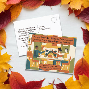 Cartes Pour Fêtes Annuelles Retro Ami Ami Soigner Potluck Classes