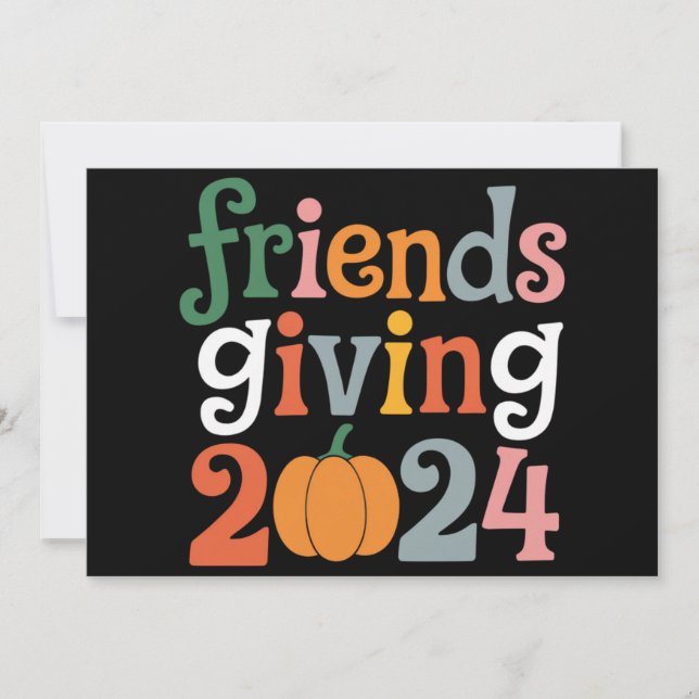 Cartes Pour Fêtes Annuelles Retro Amis Donnant 2024 Thanksgiving Fall (Devant)