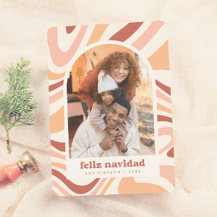 Cartes Pour Fêtes Annuelles Retro Arch Feliz Navidad Photo de Noël espagnole