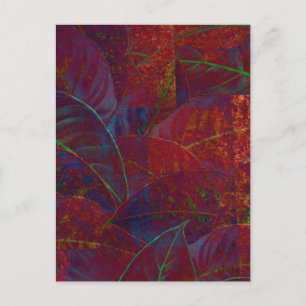 Cartes Pour Fêtes Annuelles Retro Autumn Foliage Bourgogne Feuille Metallic