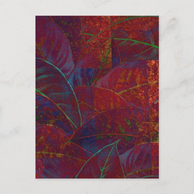 Cartes Pour Fêtes Annuelles Retro Autumn Foliage Bourgogne Feuille Metallic (Devant)