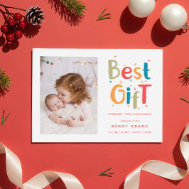 Cartes Pour Fêtes Annuelles Retro Baby's First Christmas Birth Announcement