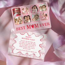Retro Best Mom Ever Red & Pink Photo 