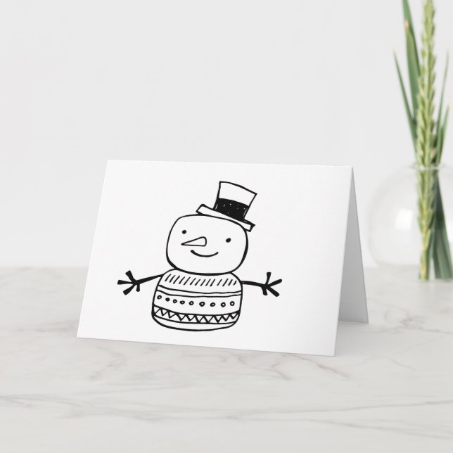 Cartes Pour Fêtes Annuelles Retro bonhomme de neige tout heureux toujours (Devant)