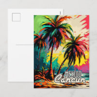 Retro Cancun Mexique Poster Pop Art Travel