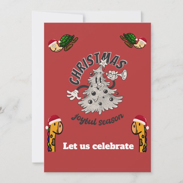 Cartes Pour Fêtes Annuelles Retro Cartoon Noël Joyeuse saison (Devant)