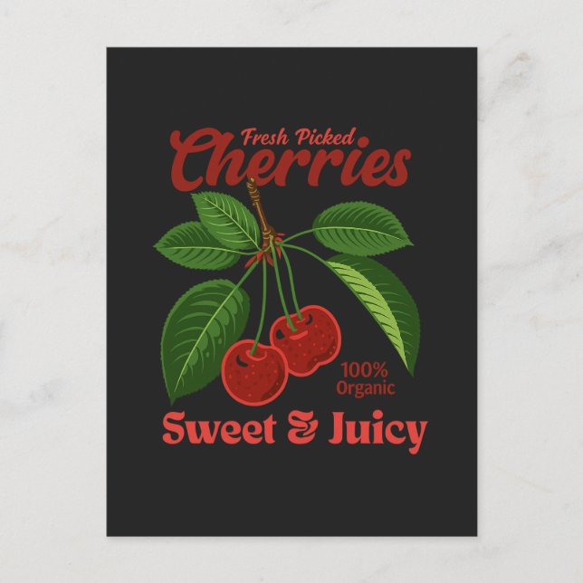 Cartes Pour Fêtes Annuelles Retro Cerises Fruit Commercial Graphisme Art Style (Devant)