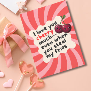 Cartes Pour Fêtes Annuelles Retro Cherries & Photo Boyfriend Funny Valentine's