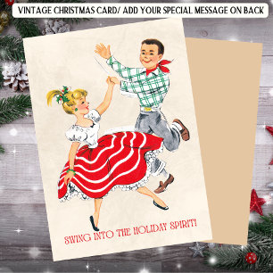 Cartes Pour Fêtes Annuelles Retro Christmas Dancing Couple